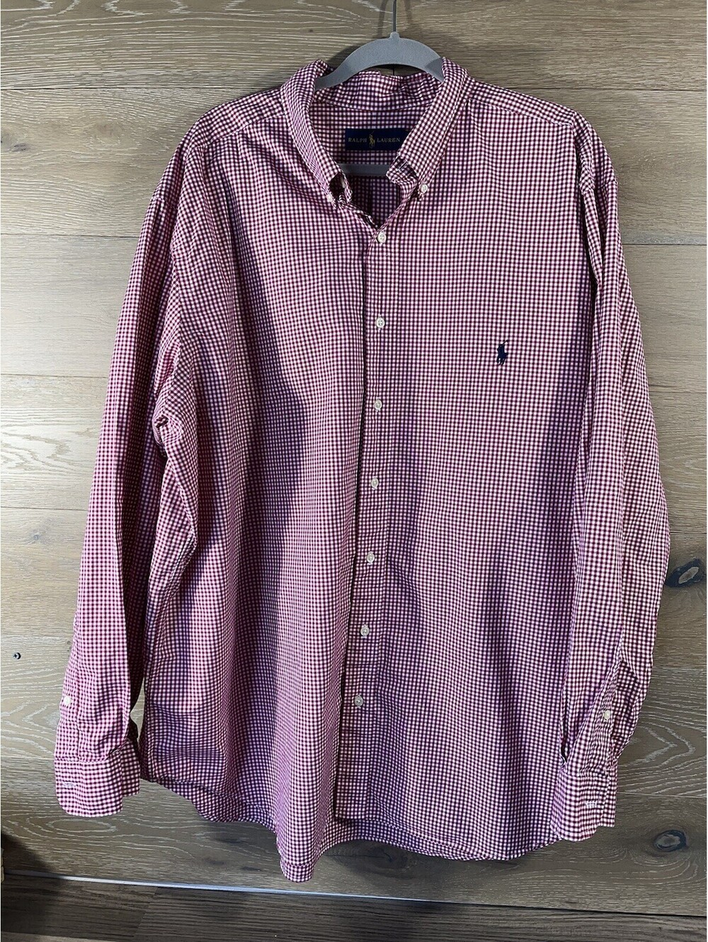 Ralph Lauren Red Gingham Check Plaid LS Button Up Shirt Mens Size 2XL Big Fit